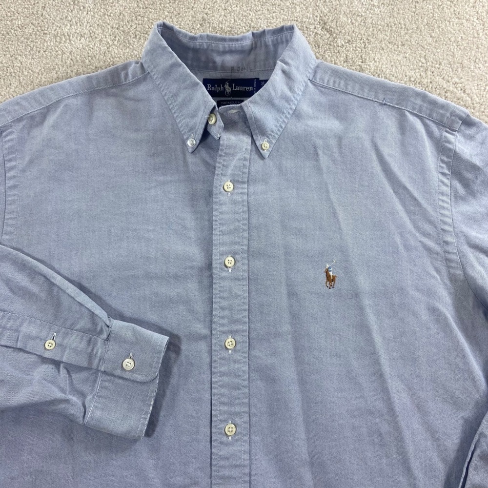 Ralph Lauren Button Down Shirt Mens 16.5-36 Blue Yarmouth Oxford Long Sleeve